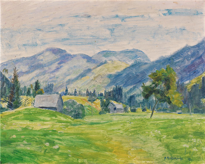 奥托·莫德森（Otto Modersohn，德国画家）高清作品-《阿尔古（印地兰附近的乌特霍赫）的夏日（1927年）》