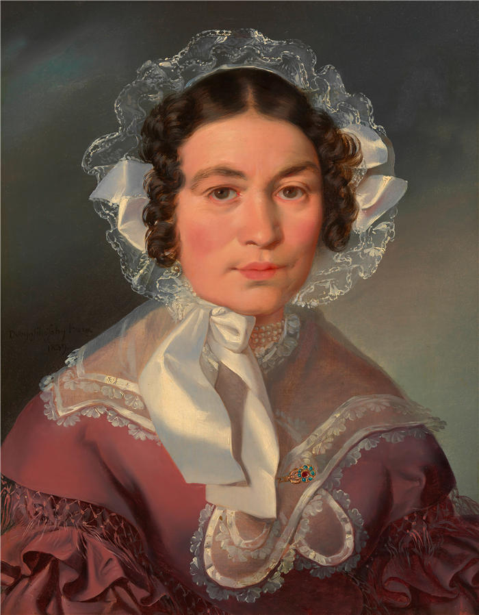 弗朗茨·多比亚绍夫斯基（Franz Dobiaschofsky，奥地利画家）作品-《玛丽亚安娜伯格哈特 (1777-1857) (1839)》
