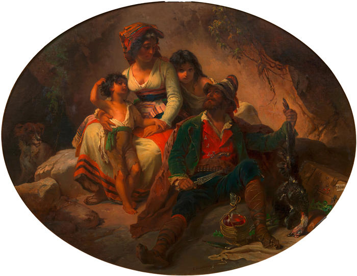 弗朗茨·多比亚绍夫斯基（Franz Dobiaschofsky，奥地利画家）作品-《罗马家族（1857）》