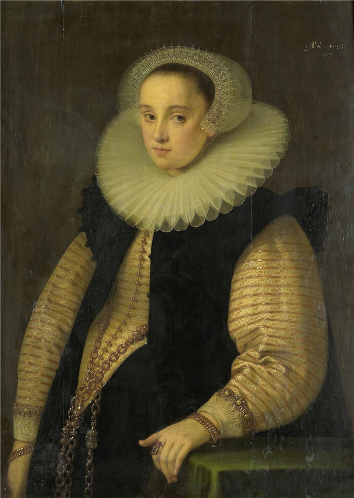 高尔齐乌斯·盖尔多普（Gortzius Geldorp，荷兰画家）高清作品-《Jean Fourmenois (1596) 的妻子》