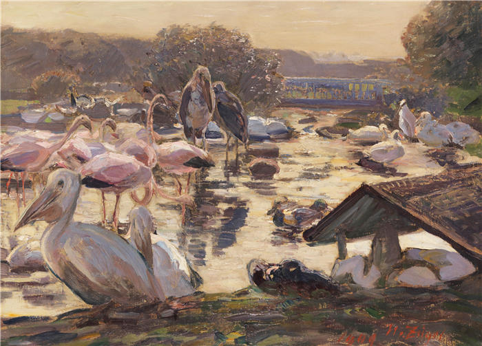 海因里希·约翰·冯·祖格尔 (Heinrich Johann von Zügel,德国画家) 高清作品-《海拉布伦 (1909)》