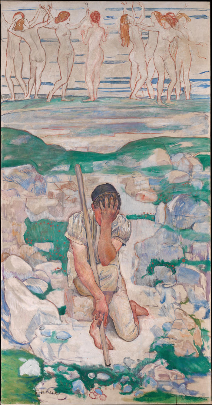 费迪南德·霍德勒（Ferdinand Hodler，瑞士画家）高清作品-《牧羊人的梦想 (1896)》