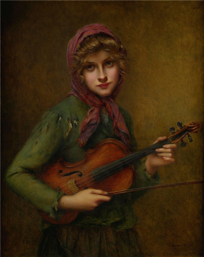 弗朗索瓦·马丁-卡维尔（François Martin-Kavel，法国画家）作品-年轻的小提琴家