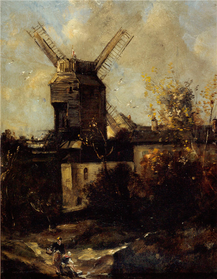 安托万·沃隆(Antoine Vollon,法国画家)高清作品-《Le moulin de la Galette,蒙马特 (1861)》