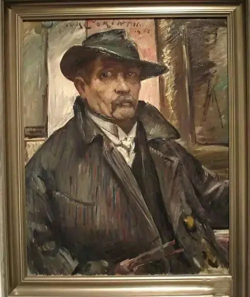 洛维斯・科林特:《戴帽子穿外套的自画像》