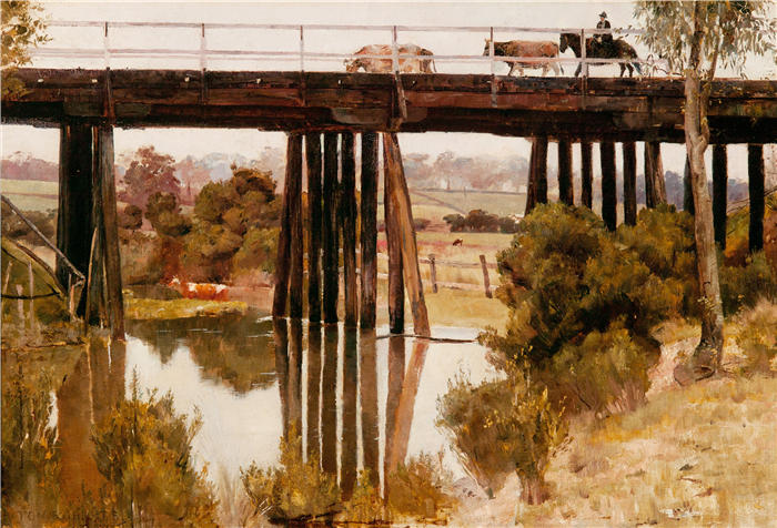 汤姆·罗伯茨（Tom Roberts，澳大利亚画家）高清作品-《雨后的冬日早晨，加德纳溪 (1885)》