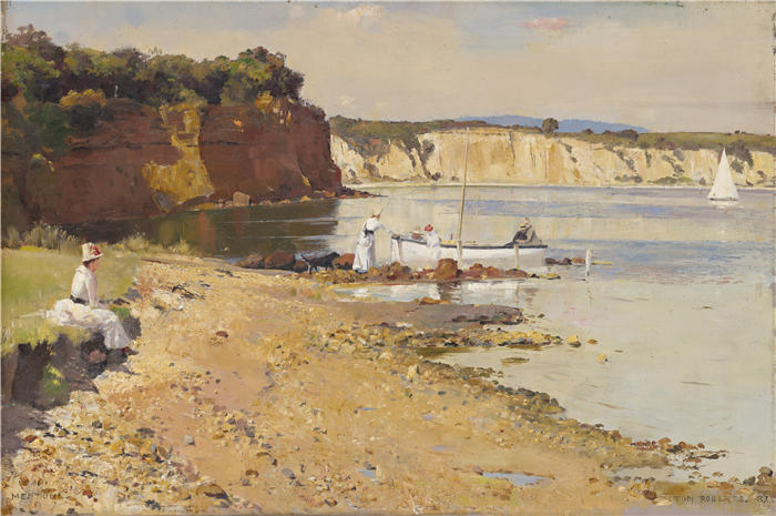 汤姆·罗伯茨（Tom Roberts，澳大利亚画家）高清作品-《沉睡的海，芒通》