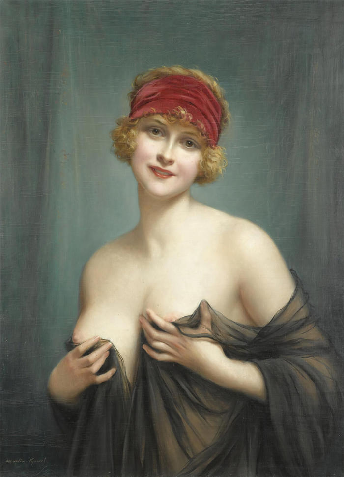 弗朗索瓦·马丁-卡维尔（François Martin-Kavel，法国画家）作品-穿衣服的年轻女士