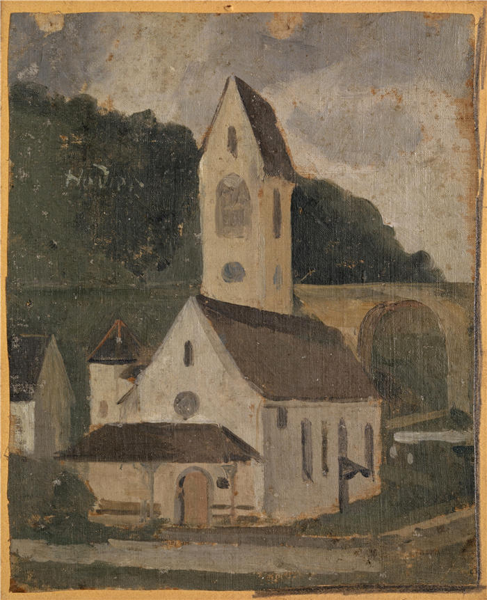 费迪南德·霍德勒（Ferdinand Hodler，瑞士画家）高清作品-《吕姆林根教堂 (1875)》