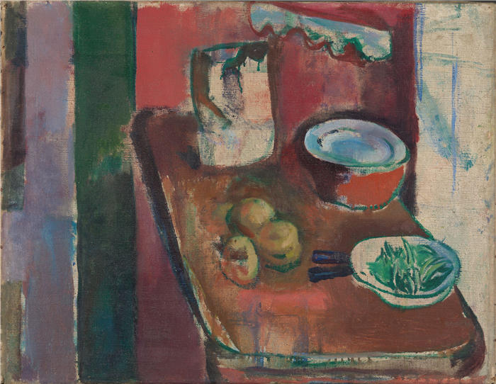 路德维格·卡斯滕（ Ludvig Karsten，挪威画家）高清作品-《红色厨房 (1913)》