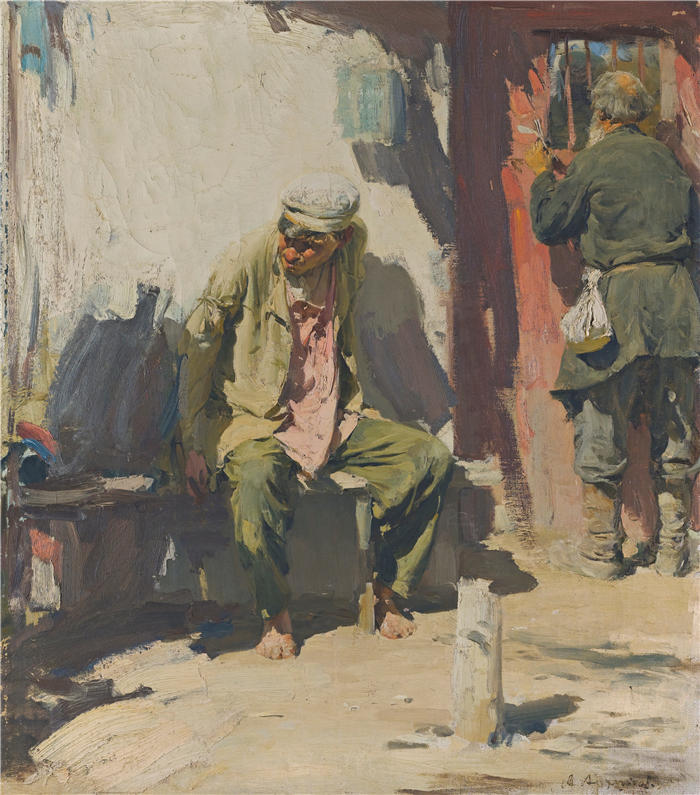 阿尔希波夫（Abram Efimovich Arkhipov，俄罗斯画家）作品-乞丐