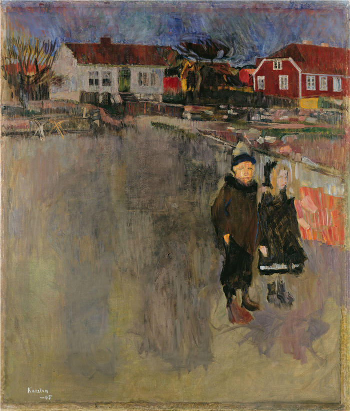 路德维格·卡斯滕（ Ludvig Karsten，挪威画家）高清作品-《乌拉的春晚（1905 年）》