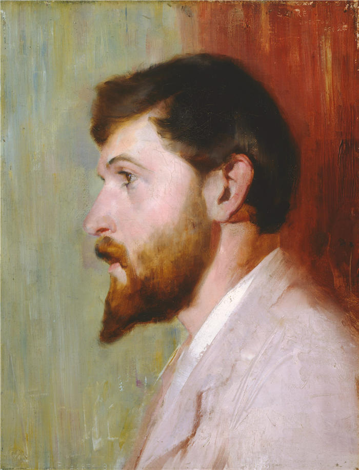 汤姆·罗伯茨（Tom Roberts，澳大利亚画家）高清作品-《斯迈克·斯特里顿 24 岁（1891 年）》
