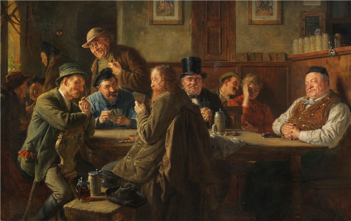 爱德华·冯·格鲁茨纳 ( Eduard von Grützner，德国画家 )高清作品-《郊区酒吧（1898）》