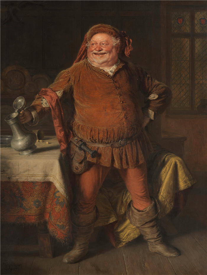 爱德华·冯·格鲁茨纳 ( Eduard von Grützner，德国画家 )高清作品-《福斯塔夫 (1913)》