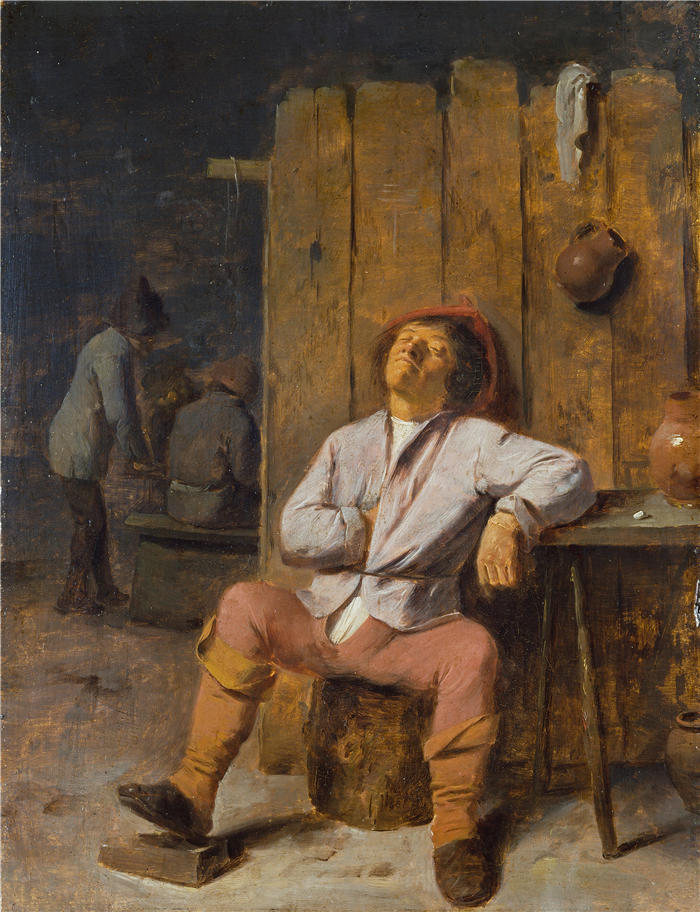 阿德里安·布劳尔(Adriaen Brouwer,荷兰画家)-高清作品-《睡着的布尔人(c. 1630 - c. 1638)》