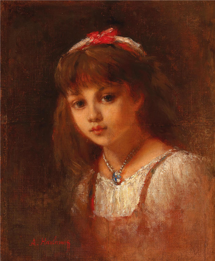 阿列克谢·哈拉莫夫（Alexei Harlamoff，俄罗斯画家）-《戴水晶首饰的年轻女孩》