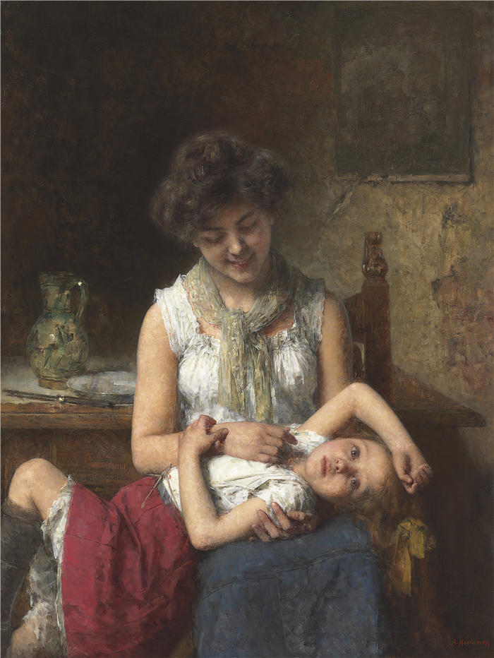 阿列克谢·哈拉莫夫（Alexei Harlamoff，俄罗斯画家）-《喜怒无常的女孩（约 1900 年）》