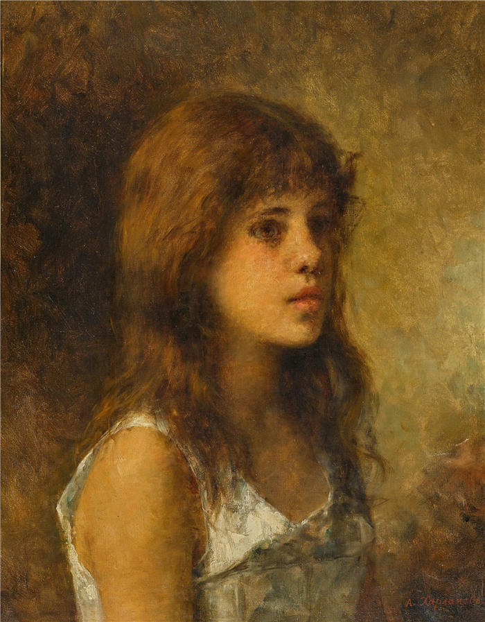 阿列克谢·哈拉莫夫（Alexei Harlamoff，俄罗斯画家）-《一个女孩的肖像》