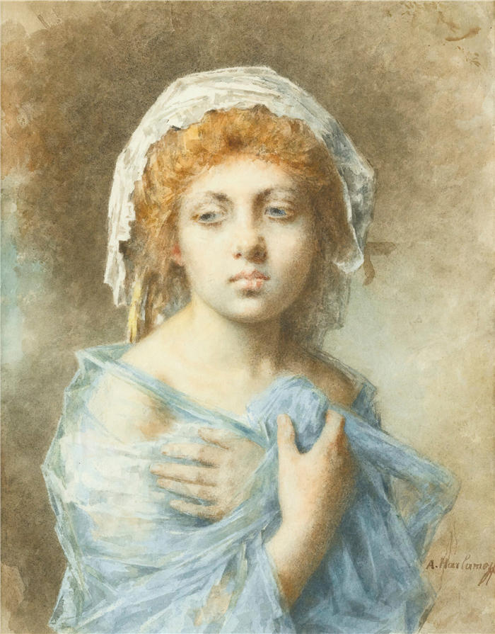 阿列克谢·哈拉莫夫（Alexei Harlamoff，俄罗斯画家）-《一位年轻女士的肖像》