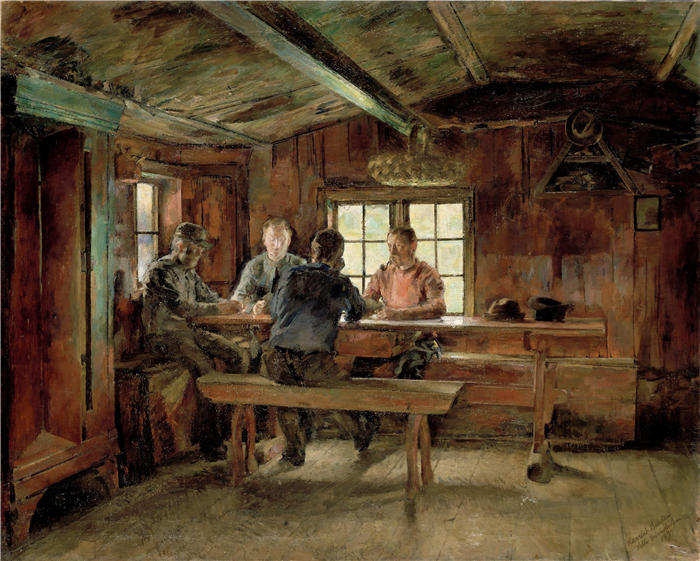 哈丽特·贝克尔（Harriet Backer，挪威画家）高清作品-《纸牌玩家 (1897)》