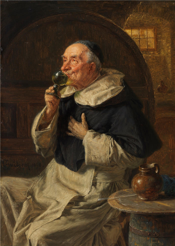 爱德华·冯·格鲁茨纳 ( Eduard von Grützner，德国画家 )高清作品-《死亡温探测器 (1898)》