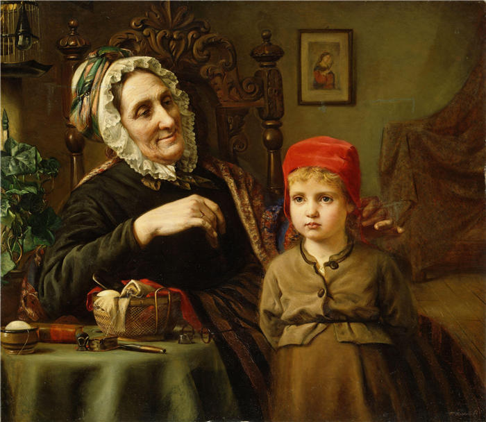 哈丽特·贝克尔（Harriet Backer，挪威画家）高清作品-《小红帽 (1872)》