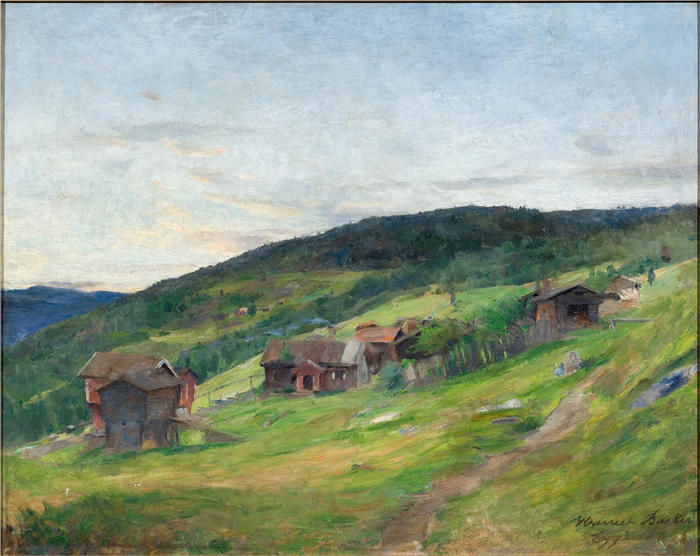 哈丽特·贝克尔（Harriet Backer，挪威画家）高清作品-《风景，埃格达 (1888)》