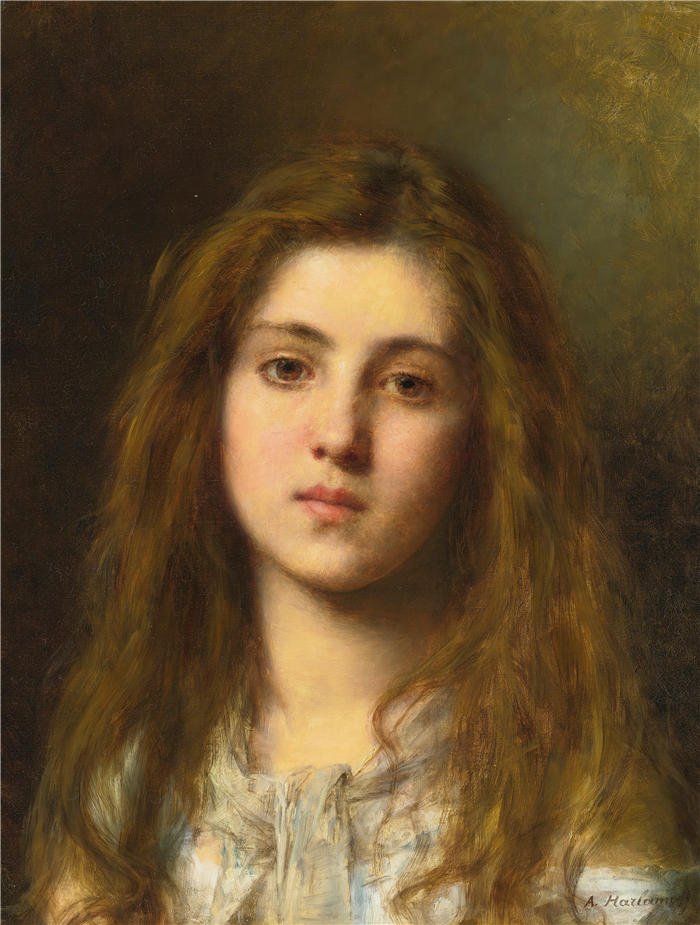 阿列克谢·哈拉莫夫（Alexei Harlamoff，俄罗斯画家）-《一个年轻女孩的肖像》