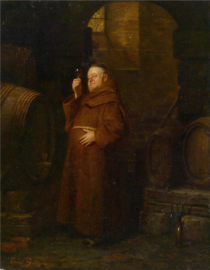 爱德华·冯·格鲁茨纳 ( Eduard von Grützner，德国画家 )高清作品-《品酒师》