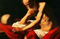 卡拉瓦乔《哲罗姆》 卡拉瓦乔油画作品 意大利