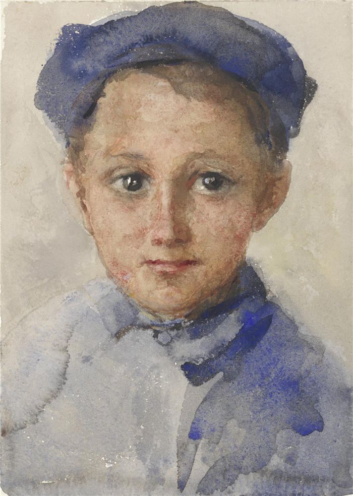 布雷明·休布雷希特（Bramine Hubrecht，荷兰画家）作品-男孩肖像（18651913）