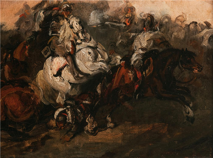 彼得·米哈沃夫斯基（Piotr Michałowski，波兰画家）高清作品-《遇到胸甲骑兵（1835）》