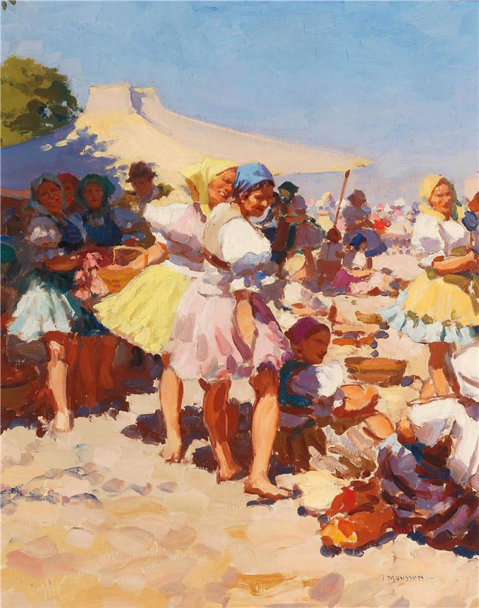 蒂瓦达尔·约瑟夫·穆松（Tivadar Josef Mousson，匈牙利画家）作品-市场场景