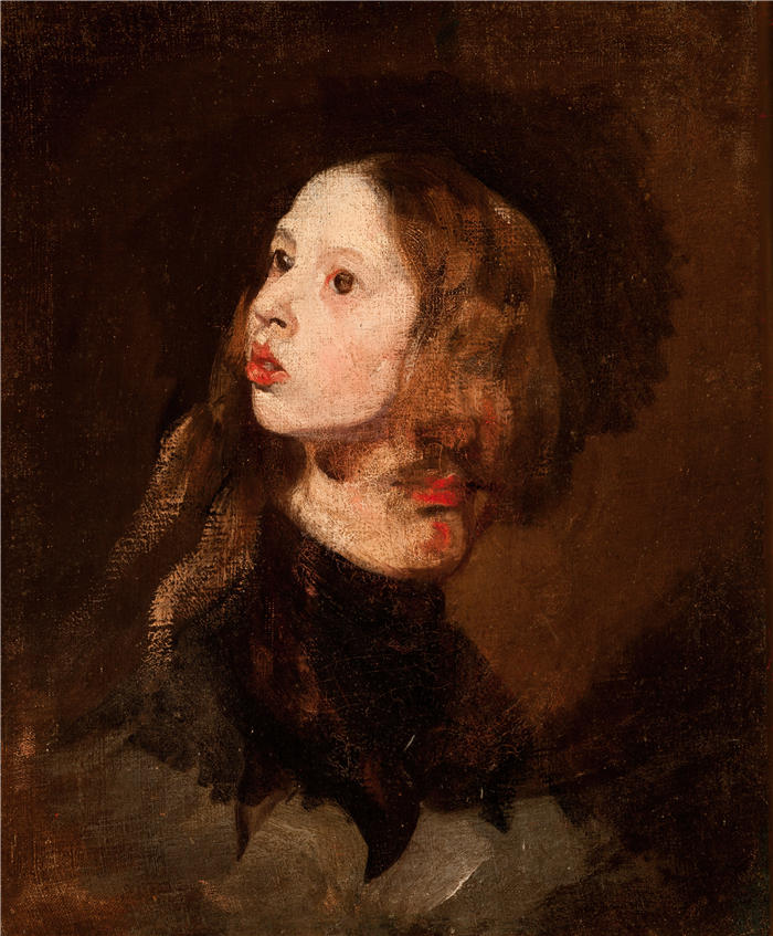 彼得·米哈沃夫斯基（Piotr Michałowski，波兰画家）高清作品-《Maria Michałowska 的肖像（约 1853 年）》