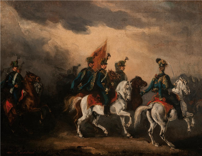 彼得·米哈沃夫斯基（Piotr Michałowski，波兰画家）高清作品-《蓝色骠骑兵 (1836)》