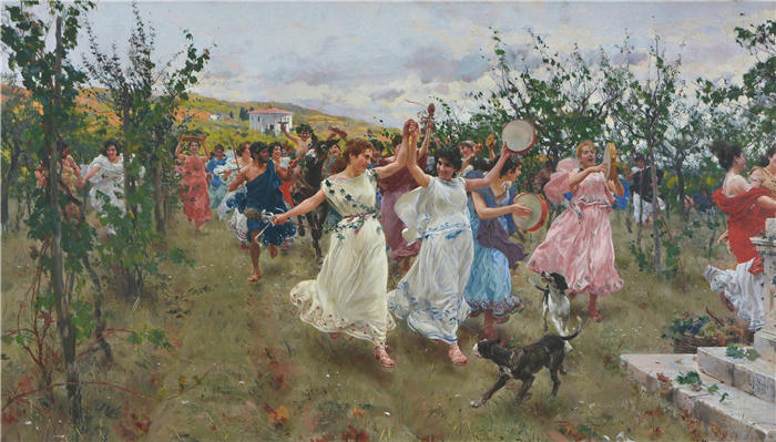 拉斐尔·索比（Raffaello Sorbi，意大利画家）高清作品-《酒神 (1896)》