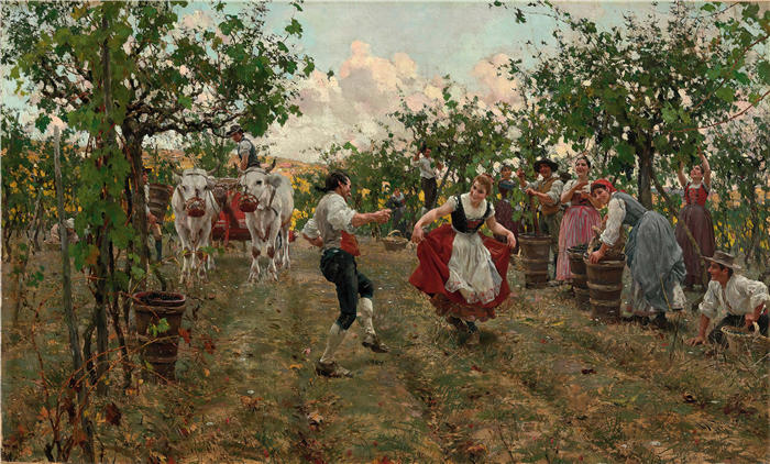 拉斐尔·索比（Raffaello Sorbi，意大利画家）高清作品-《丰收舞 (1893)》