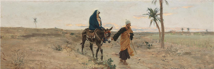 拉斐尔·索比（Raffaello Sorbi，意大利画家）高清作品-《Flucht nach 埃及 (1904)》