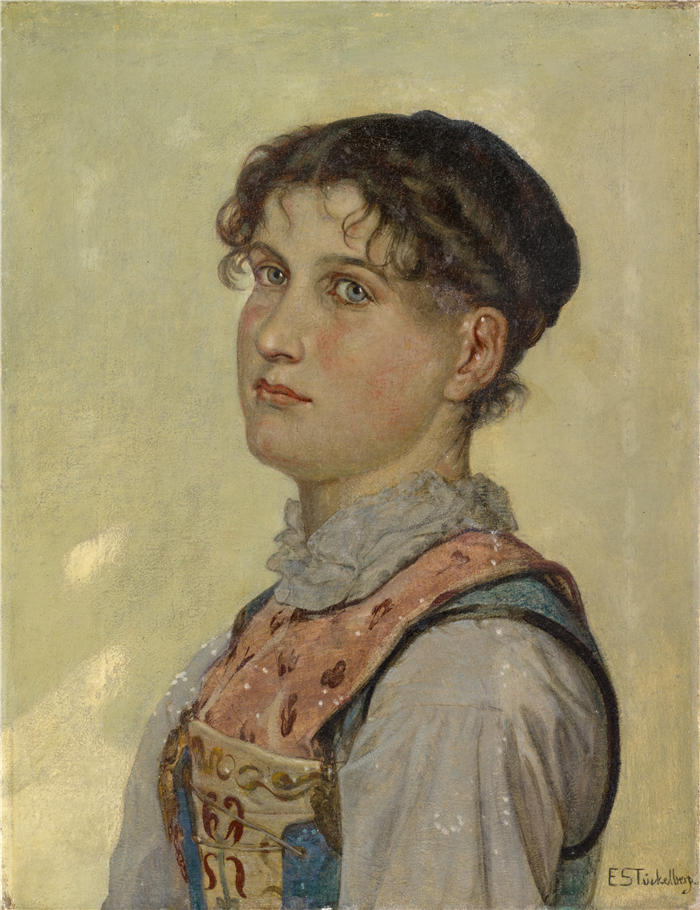 恩斯特·施蒂克伯格（Ernst Stückelberg，瑞士画家）高清作品-《来自乌里的年轻女子 (1878–1879)》