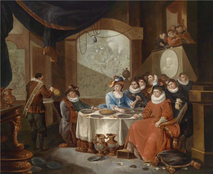 弗兰斯·维贝克（ Frans Verbeeck ，佛兰芒画家）高清作品-节日宴会上的优雅陪伴