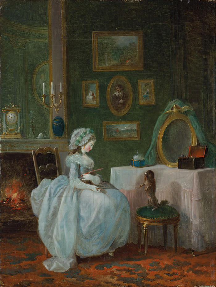 让-弗雷德里克·沙尔（Jean-Frédéric Sc​​hall，法国画家）高清作品-《一位女士在她的洗手间》