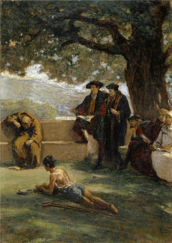 恩斯特·施蒂克伯格（Ernst Stückelberg，瑞士画家）高清作品-《老学校和新生活（1900）》