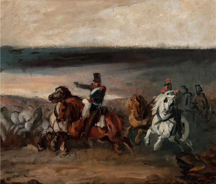 彼得·米哈沃夫斯基（Piotr Michałowski，波兰画家）高清作品-《法国炮兵进攻（1835）》