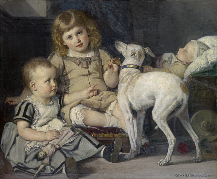 恩斯特·施蒂克伯格（Ernst Stückelberg，瑞士画家）高清作品-《艺术家的孩子（1871）》