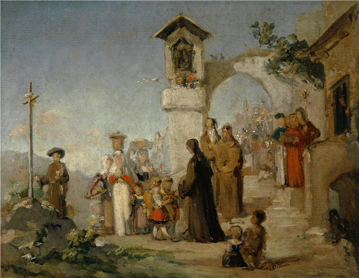 恩斯特·施蒂克伯格（Ernst Stückelberg，瑞士画家）高清作品-《圣玛丽节学习（1858 年）》