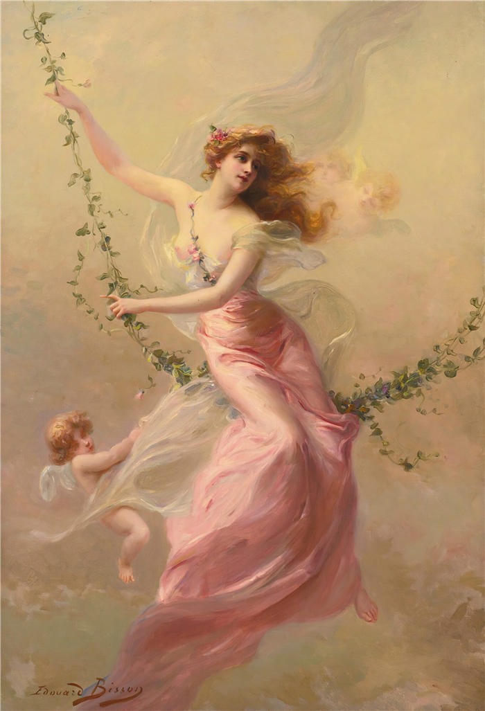 爱德华·比松（Edouard Bisson，法国画家）作品-秋千