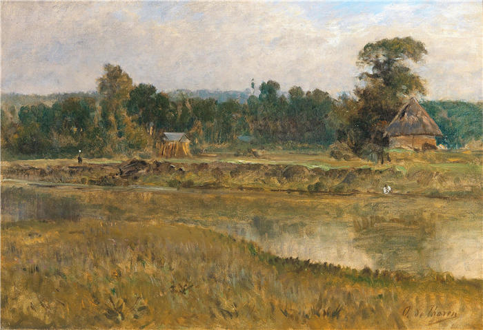 奥托·冯·索伦（Otto von Thoren，匈牙利画家）作品-《河流景观》