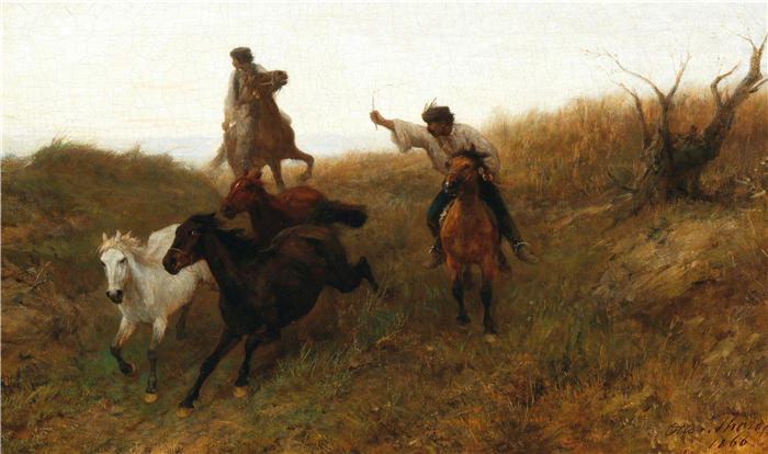 奥托·冯·索伦（Otto von Thoren，匈牙利画家）作品-《匈牙利骑兵》
