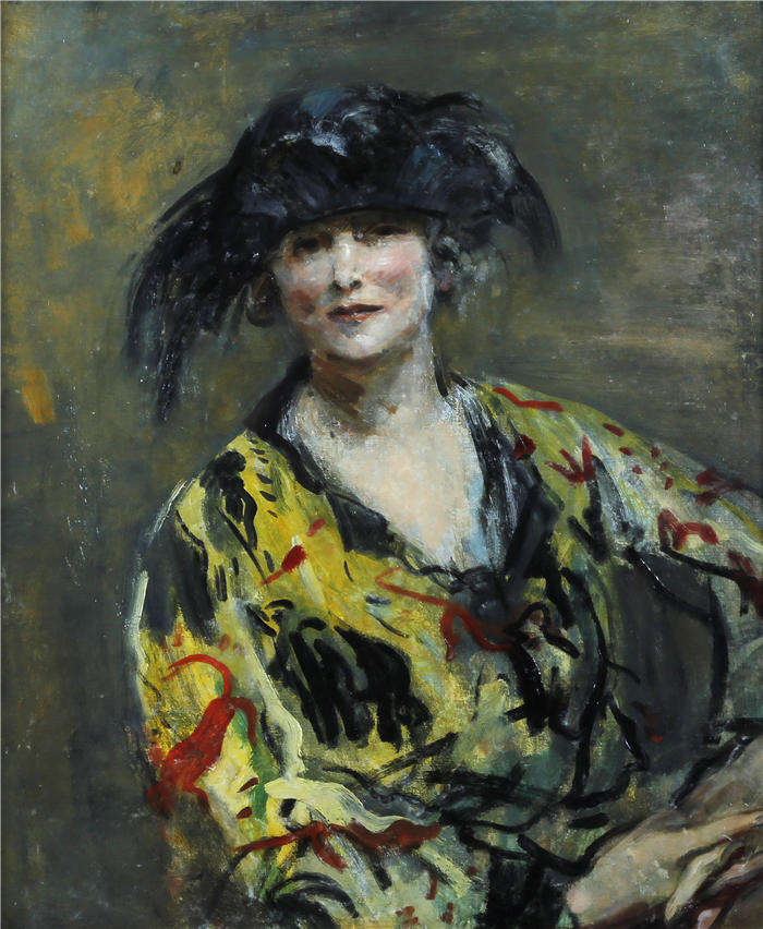安布罗斯·麦克沃伊（Ambrose McEvoy，英国画家）作品-埃拉苏里夫人的肖像